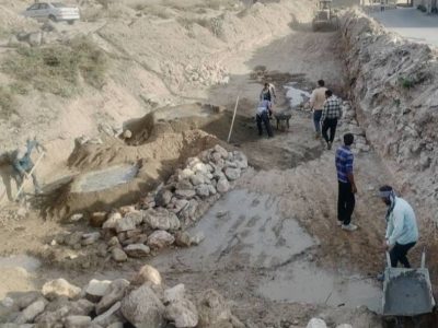 اجرای عملیات سنگ چین در رودخانه فصلی کارزین